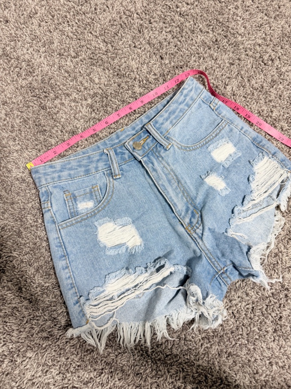 Light Blue Distressed Denim Shorts